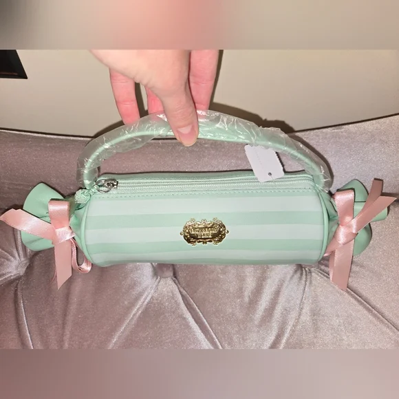 BATH & BODY WORKS Mint Green Striped Candy Cosmetic Bag - Picture 4 of 4